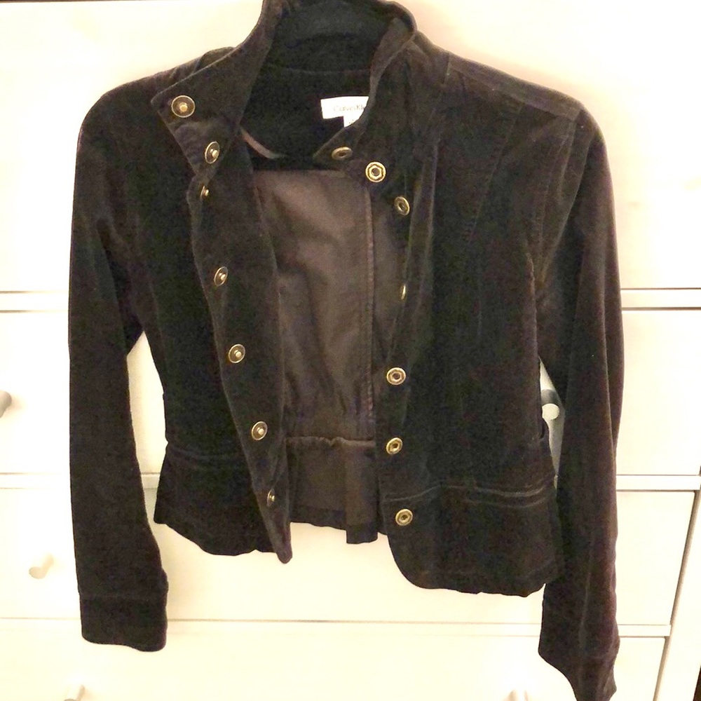 Calvin Klein Velvet/Velour Blazer Coat